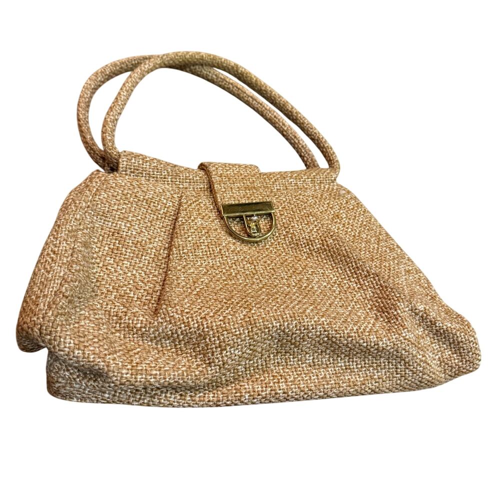 Vintage JR Florida Julius Resnick Tan Jute Burlap Purse Bag